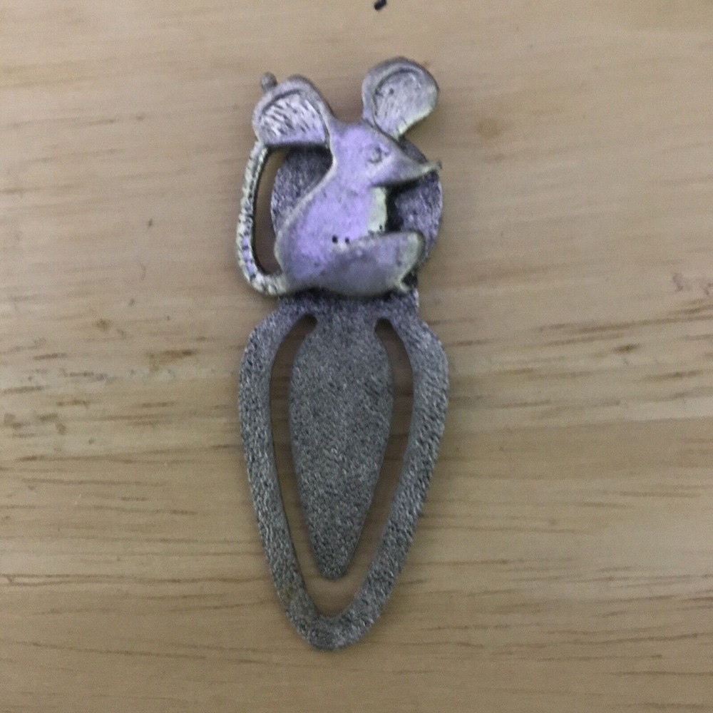 Vintage METZKE Pewter Mouse Bookmark 1977 2"